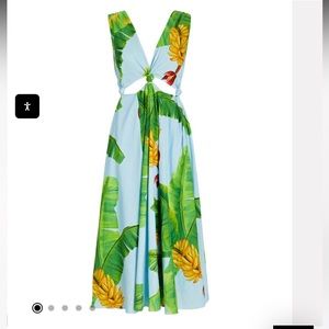 FARM RIO Fresh Bananas Cut-Out Midi Dress xs NWT